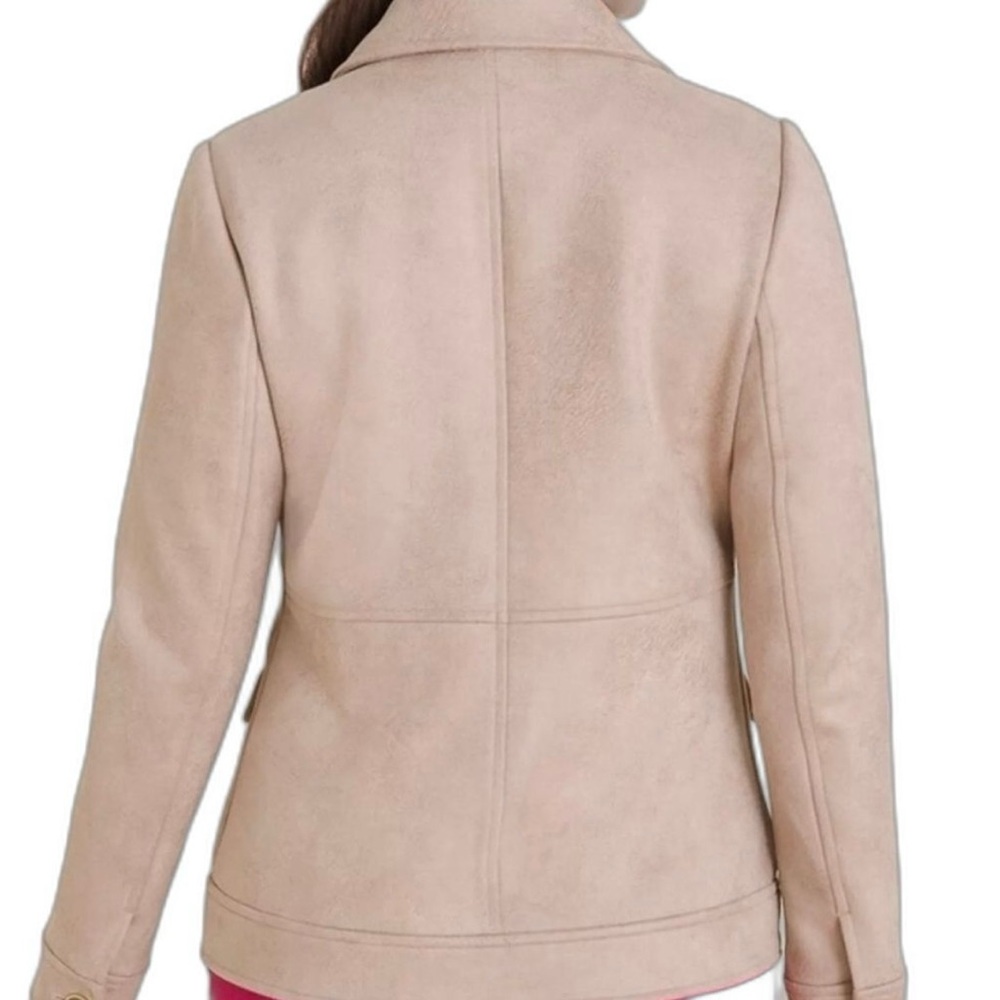 Chico's | Tan Scuba Suede Button Up Jacket - Picture 2 of 5